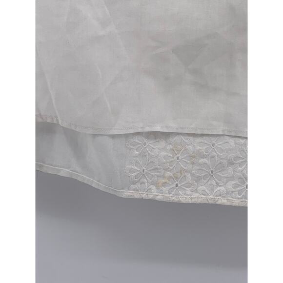 UNBRANDED Women's White Eyelet Embroidered Floral Stripe Sleeveless Top SZ M - Picture 8 of 11